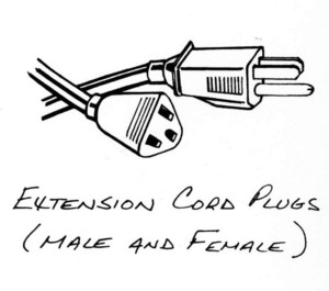 extension cord plugs, 
male and female, electrical hardware