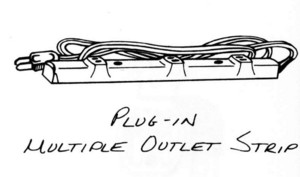 plug-in 
multiple outlet strip, electrical hardware